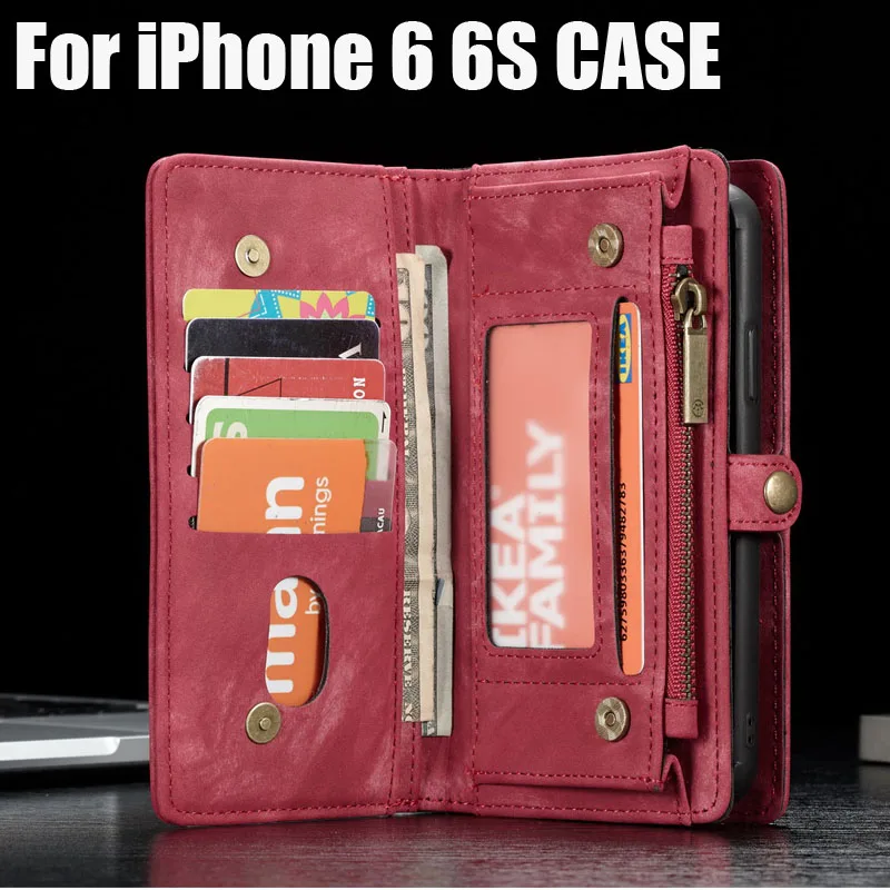 Для iPhone XR XS Max Чехол Съемный кошелек на молнии кожаный чехол с карманом для карт