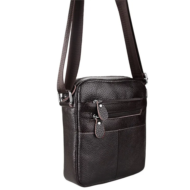 Маленькая мужская сумка на плечо из натуральной яловой кожи, клатч, сумка-мессенджер, мужские сумки через плечо, маленькая сумка на молнии - Цвет: 6002coffee