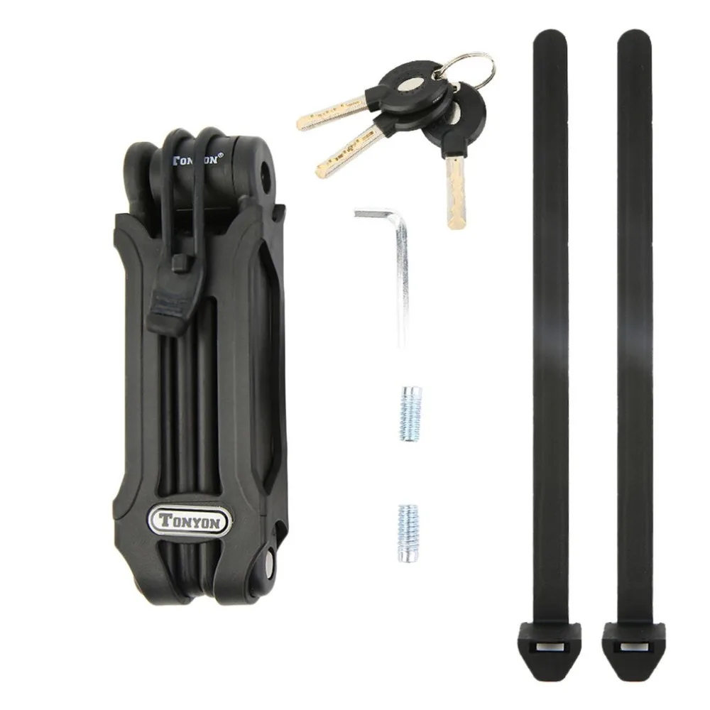 TONYON Folding Bike Lock Ultra Strong Harden Steel Alloy Metal Bone With Plastic Coating 44cm
