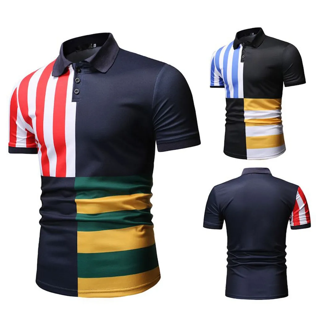 Мужская рубашка поло с принтом, с отложным воротником, приталенная, Camisa Polo Masculina, с коротким рукавом, Мужская рубашка поло, топ, брендовая одежда