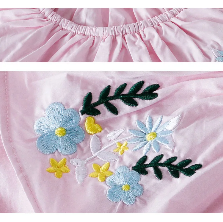 cotton embroidered floral pattern baby teenage girl summer dress 2017 ruffles pink blue flowers embroidery children dresses for kids girls  clothing  2 3 4 5 6 7 8 9 10 11 12 13 14 15 years litle big girls children girl dress child clothes ( (2)