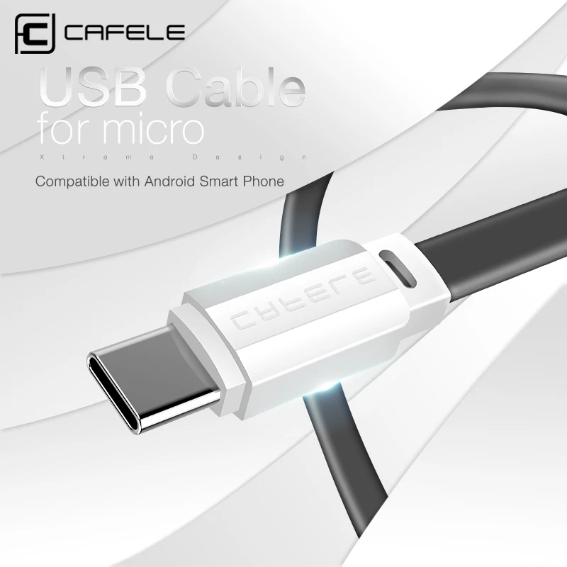 Caja protectora Cafele USB Cable de tipo C para Xiaomi 8 plana tipo-C Cable para Huawei P20 la transmisión rápida de datos cargador tipo C para Xiaomi 8 SE