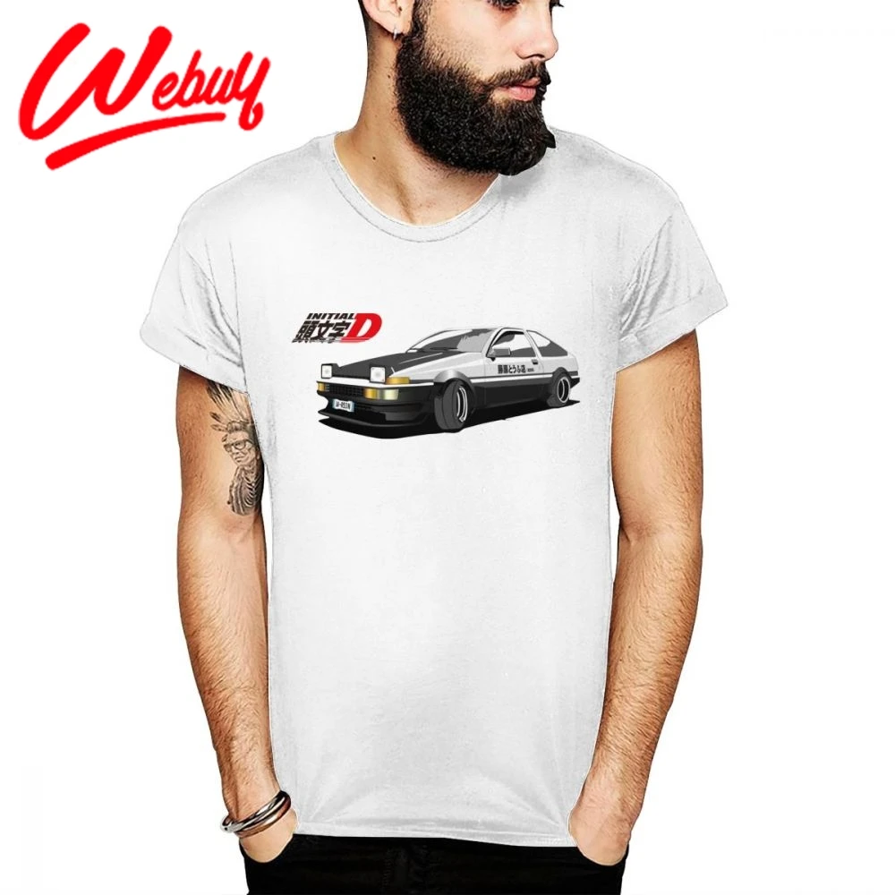 Дешевая футболка Initial D AE86 Car Homme Мужская Уличная одежда модные футболки из 100%