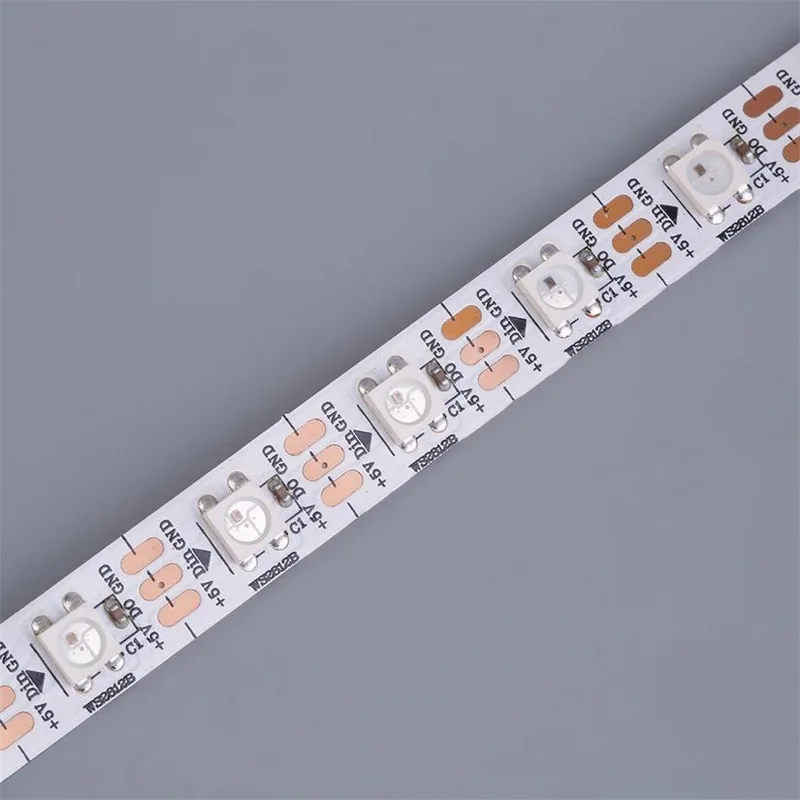1m 60LEDs WS2812B 5050 RGB LED Strip Light White Shell Lamp Party Home DIY Decor
