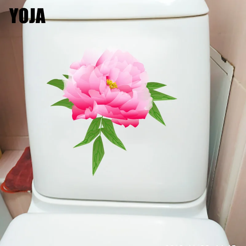 YOJA 22,8*22,8 см розовый завод пион свежие Настенная Наклейка девочка Украшения в спальню дома WC наклейка на унитаз T1-1019