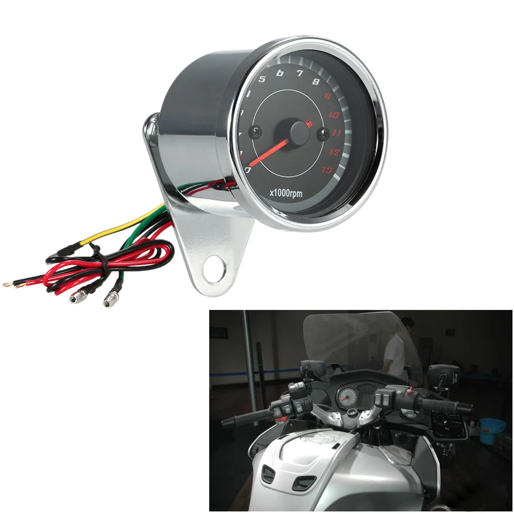 DC 12V Universal Motorcycle Tachometer Meter LED Backlight 13K RPM