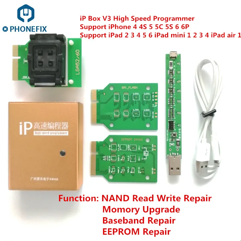 PHONEFIX Naviplus Pro3000S JC Pro1000S телефон NAND Программист HDD чтение записи инструмент для iPhone X 8 8Plus 7 7P 6 6S 5 все iPad - Цвет: iP Box V2 for 4-6p