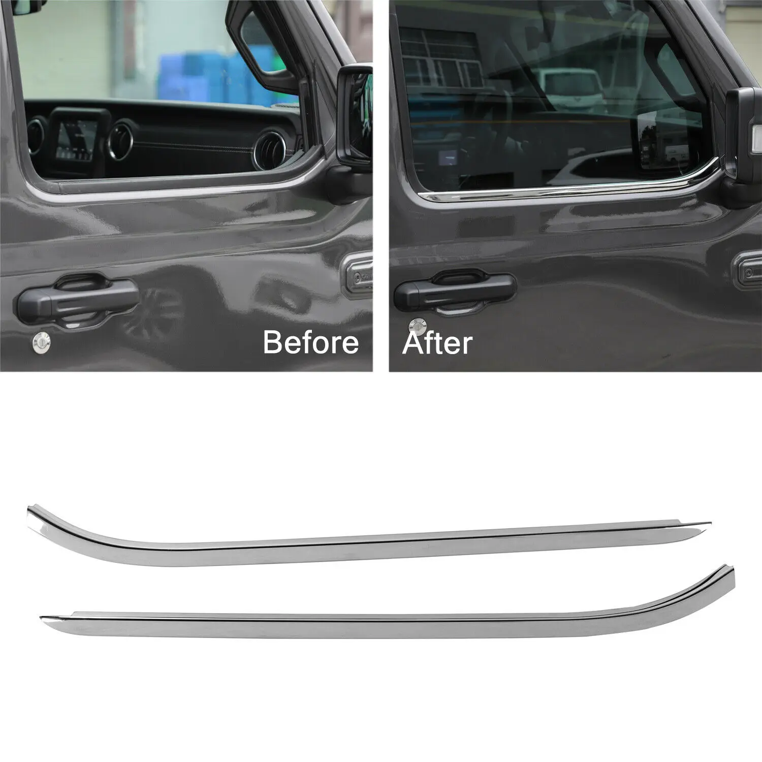 

For Jeep Wrangler JLU 2018-2019 Stainless Steel Window Sill Decor Trim ,2 Door