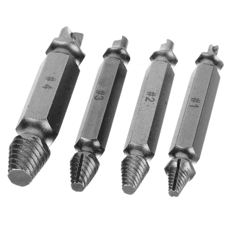 4pcs Screw Extractor Drill Bits Guide Set Broken Soeed Out Damaged Easy Out Bolt Stud Remover