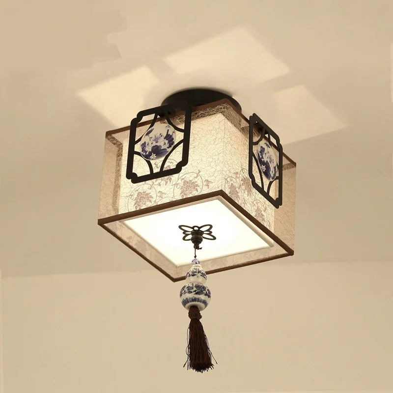 Style Cloth Pendant Light Ceramics Simple Corridor Bedroom Study Pendant Light Ceramics Simple Corridor