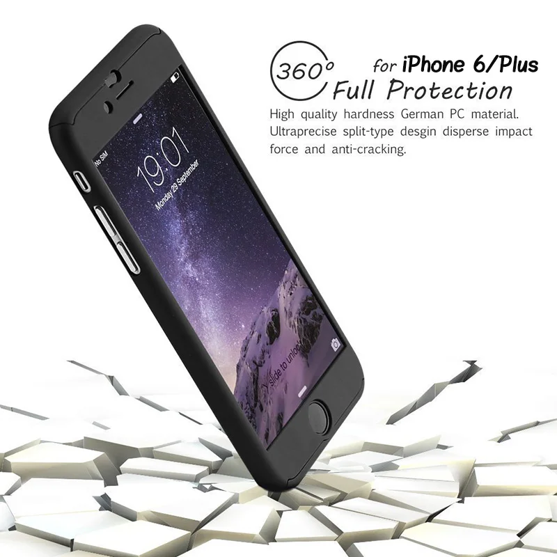 Гибридный 360 чехол закаленное стекло для Apple iPhone 6 6s 7 8 Plus ультра тонкий полный