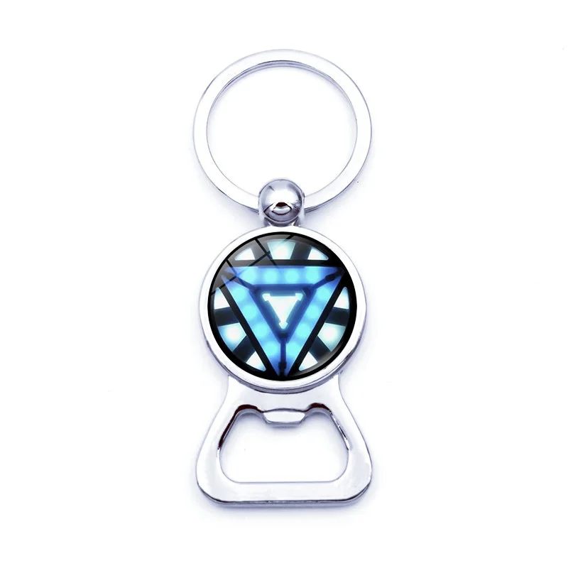 

2019 New Hot Iron Arc Reactor Pattern Beer Bottle Opener KeyChain The Avengers 4 Tony Stark Super Heroes Glass Jewelry Souvenirs