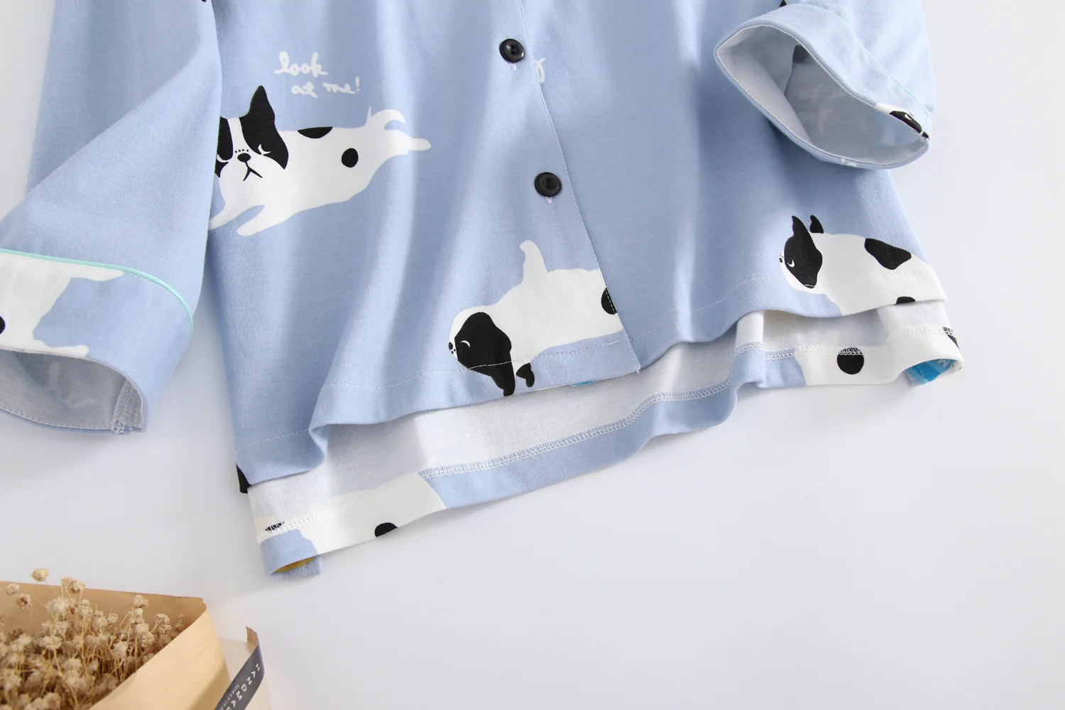 New Cute dogs sleepwear women pajamas sets spring knit cotton long-sleeved homewear female nightgown women pyjamas