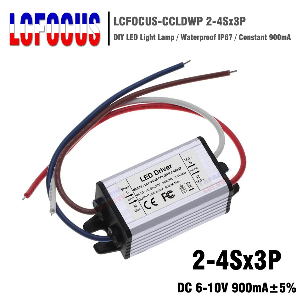 

2pcs/lot High quality 10W LED Driver IP67 waterproof transformers 85-265V light-emitting diode for cob led chip DIY floodlight