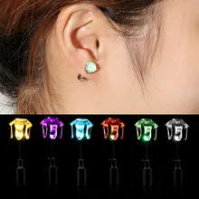 1 пара светильник Led мигающие Серьги-гвоздики аксессуары панк для вечерние/праздничные красочные ювелирные изделия