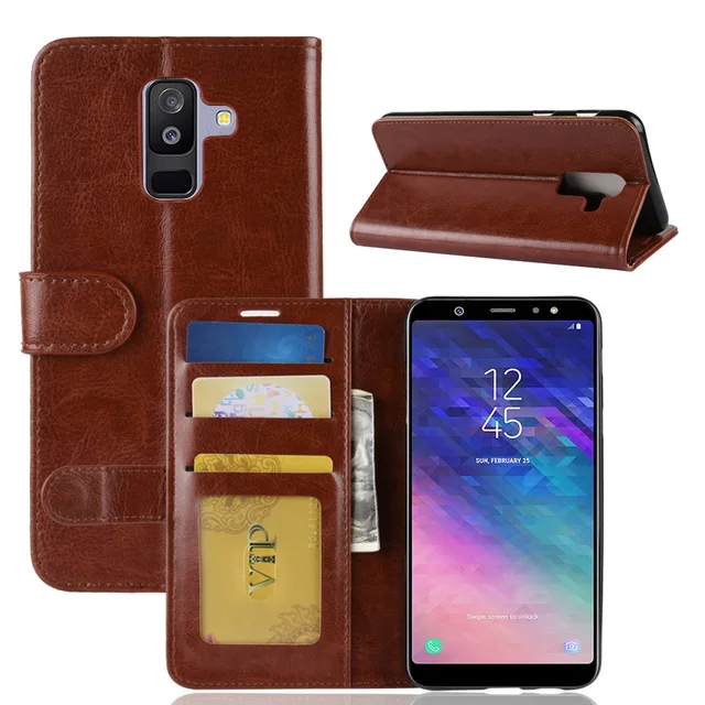 US $3.73 Cell Phone Case for Samsung Galaxy A6 A8 Plus 2018 J4 J6 J8 Retro Flip Book Leather Photo Frame Bus