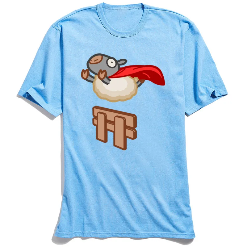 Over The Edge Tshirt Cotton Men Light Blue Tees Cartoon Sheep Labor Day Top T-shirts Funny T Shirt 2018 Discount O-neck Clothes |