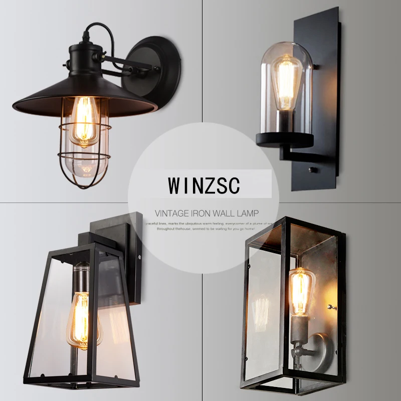 

Fashion novelty retro aisle wall lights room bedside industrial wind single head lamp waterproof balcony iron lamp FG250