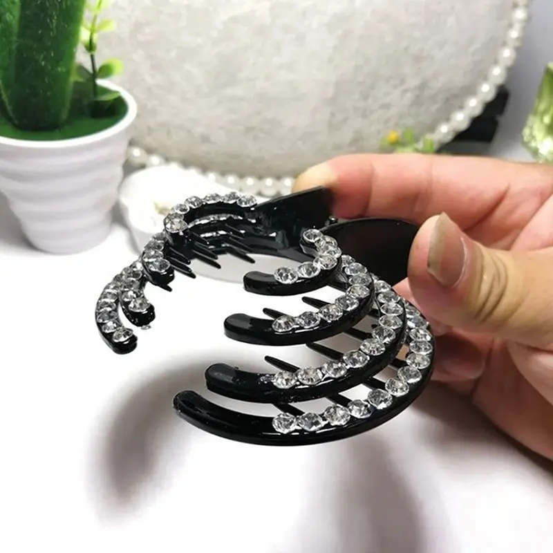 Crystal Rhinestone Plastic Hair Clips Pins Bird Nest Crystal Hairpin