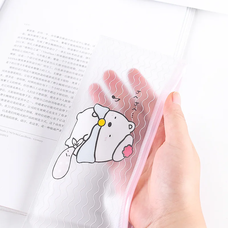 الكرتون امرأة واضحة التجميل حقيبة المحمولة شفافة PVC حقيبة مستحضرات تجميل السفر سستة غسل الزينة الحقيبة فرشاة الأسنان المنظم حقيبة