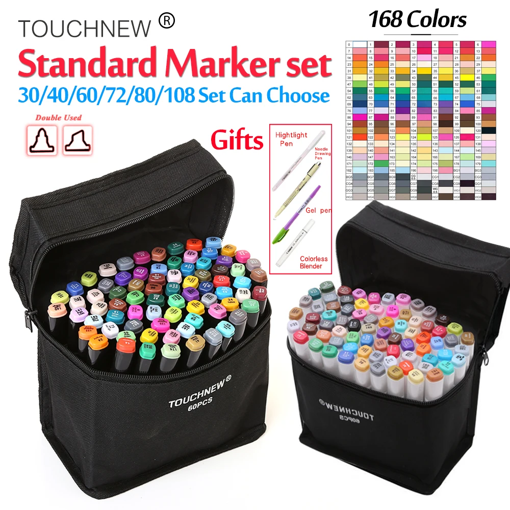 

Touchnew30/36/40/48/60/72/80Colors Student Marker Set Dual Head Oily Alcoholic Sketch Marker Brush Pen For Drawing Manga Anime