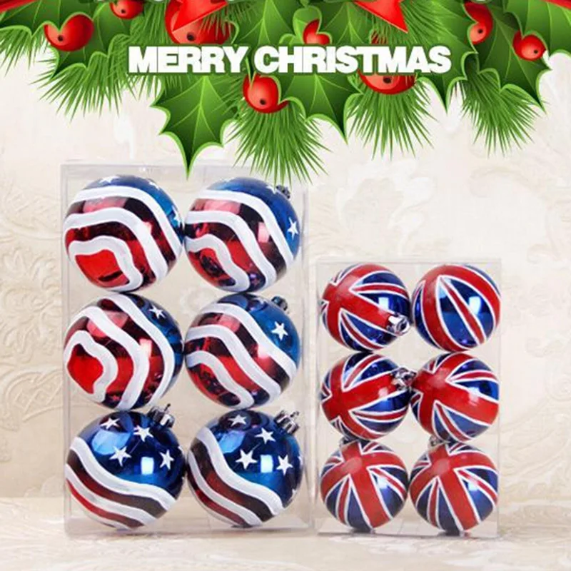 

6 Pieces/set Christmas Painted Hanging Ball Ornament Shatterproof Decoration Christmas Tree