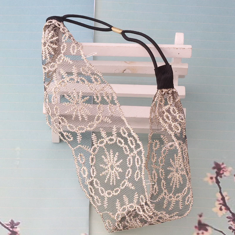

Handmade Lace Flower Elastic Headband Turban For Girls Hair Bands Hair Accessories Women Head Band Princess Hairwrap Headdress