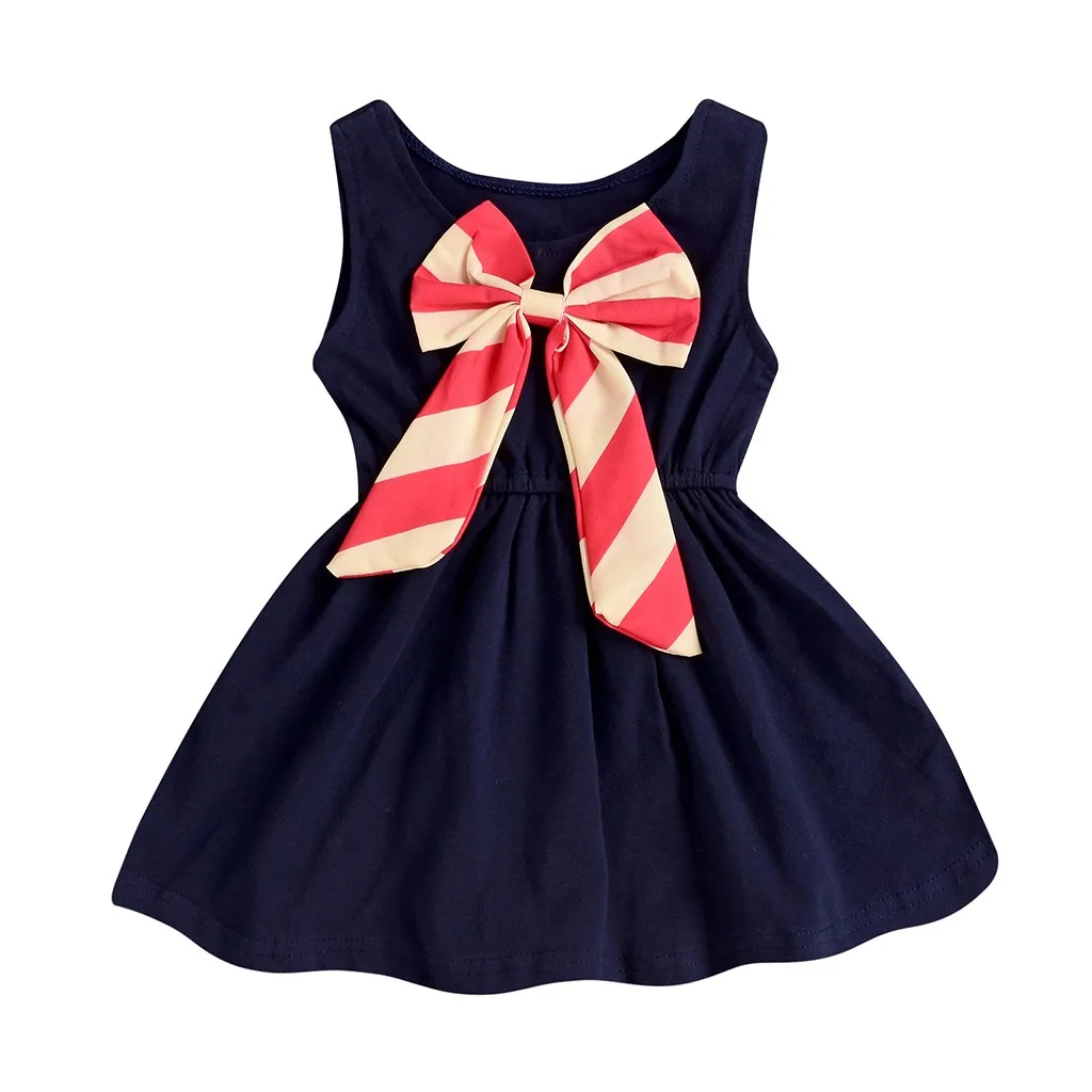 

LONSANT Newborn Baby Girls Dress infant girls Sleeveless Stripe Bow-knot dress Toddler Baby Girls Dance Party Princess Dress