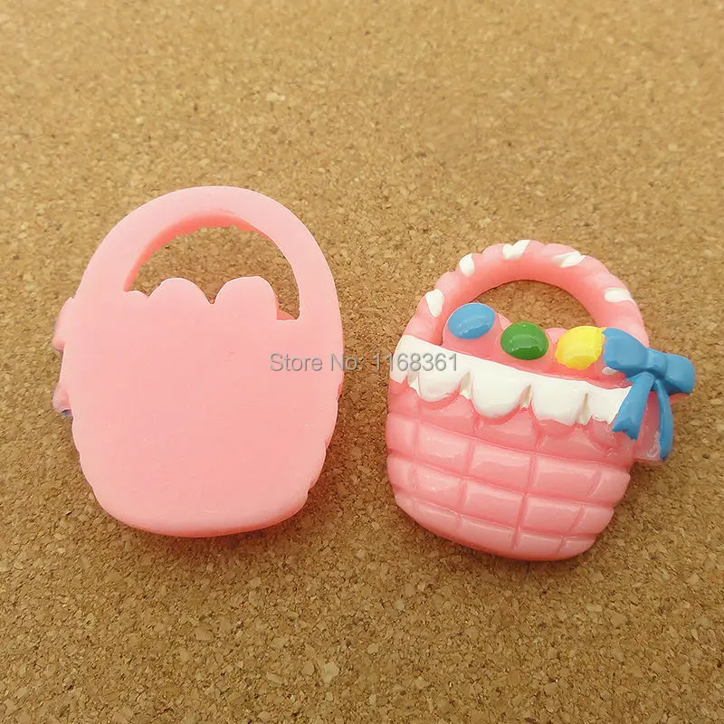 1pcs/lot resin flat back Halloween pink fruit basket 28mm Cabochons Scrapbooking Hair Bow Center DIY Christmas decration C118-1