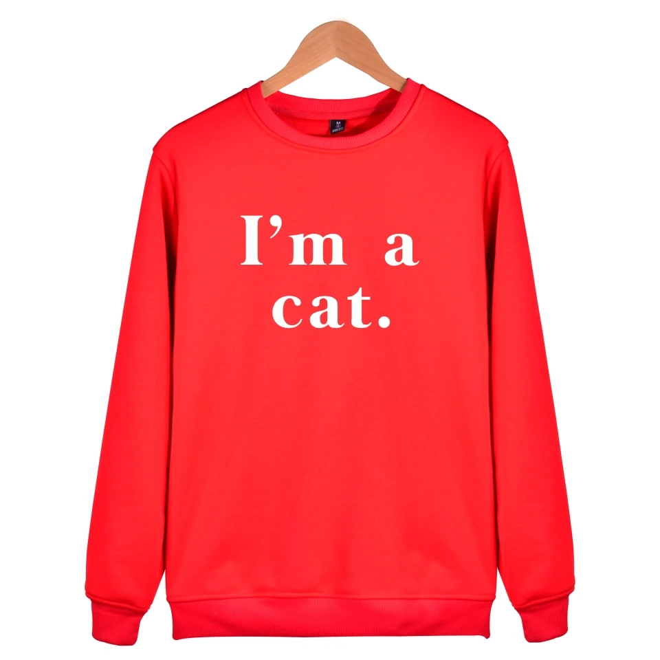 Толстовка с принтом kpop I'm a cat мужские и женские зимние толстовки без капюшона