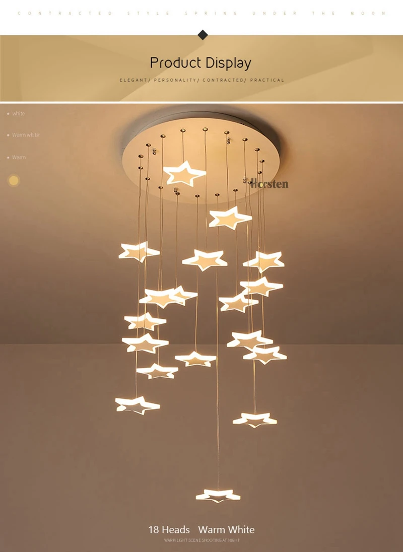 Modern Duplex Staircase LED Pendant Lights Personality 18 Stars Hanging Lamps Minimalist Rotaion Staircase Lamp Living Room Lighting (9)