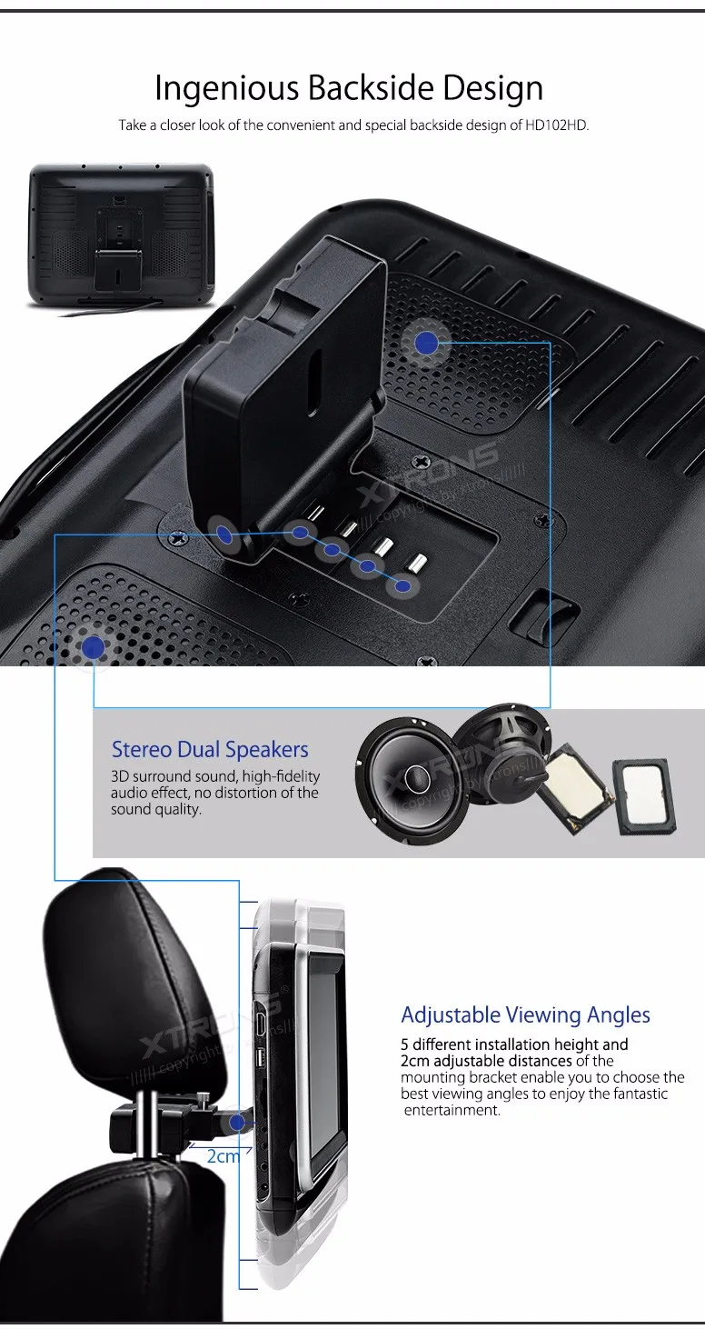 Excellent 10.1" Touch Button Headrest Car DVD Car Headrest DVD Car Headrest Monitor DVD with HDMI Port & Front Flip Into Discs Design 5