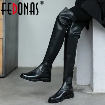 

FEDONAS New Zipper Square Heels Long Boots 2020 Autumn Winter Sexy Women Over The Knee Boots Warm Riding Boots Night Club Shoes