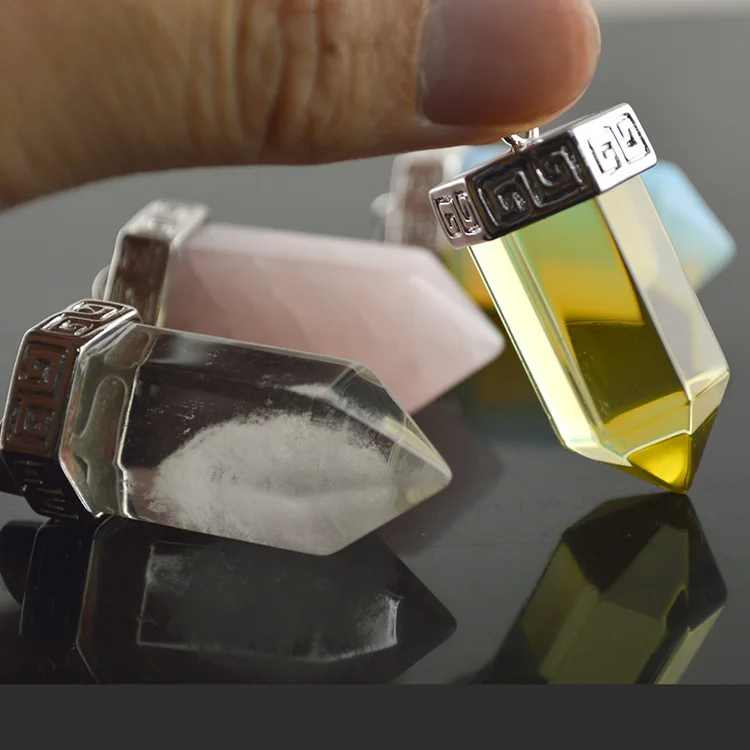 Various Semi-precious stone Gem hexagon prism Jewelry pendant Free shipping