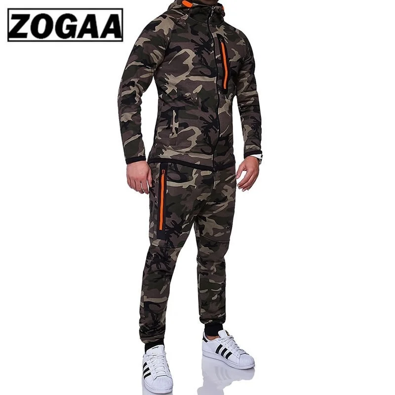ZOGAA Men Sets Track Suit 2018 Camouflage Jacket Camo Print Tracksuit Matching Sportswear Hoodie Coat Pants Sweatsuit Military ZOGAA Men Sets Track Suit 2018 Camouflage Jacket Camo Print Tracksuit Matching Sportswear Hoodie Coat Pants Sweatsuit Military