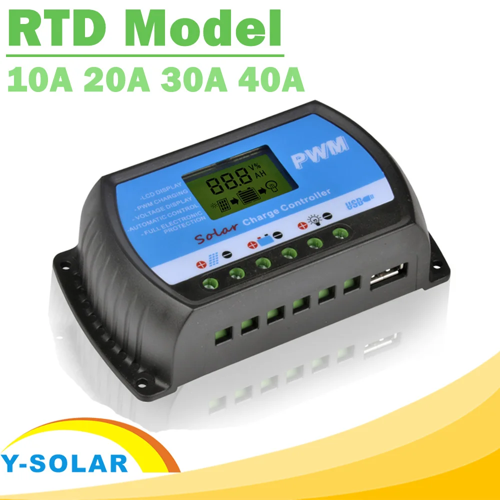 Y-SOLAR PWM 10A 20A 30A 40A Solar Charge Controller 12V 24V Auto LCD Display Solar Regulator RTD for Max 50V Panel Input USB 5V цена Y-SOLAR PWM 10A 20A 30A 40A Solar Charge Controller 12V 24V Auto LCD Display Solar Regulator RTD for Max 50V Panel Input USB 5V цены онлайн