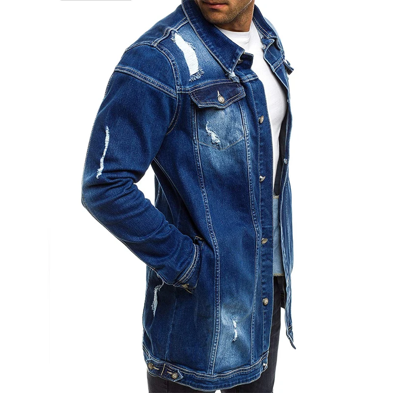 Высокое качество, модная мужская куртка и пальто, большой размер, Мужская джинсовая куртка с дырками, модная мужская джинсовая куртка, верхняя одежда, мужская ковбойская куртка