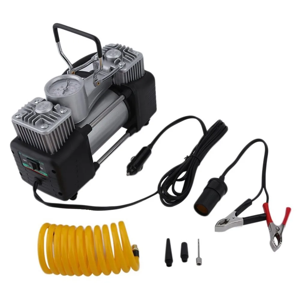 Low Noise 12v Air Compressor Cars Tyre Stainless Steel Double Cylinder