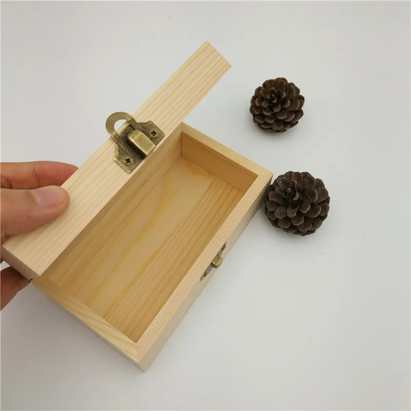 Деревянная маленькая деревянная коробка zakka Paulownia с крышкой и замком для хранения