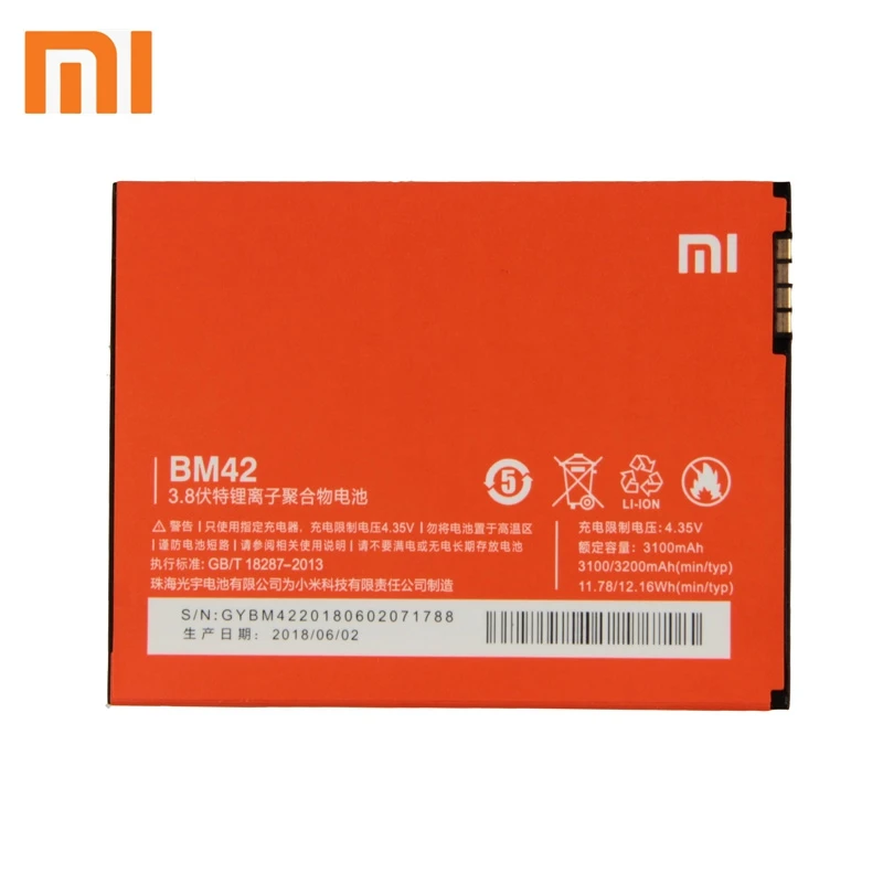 

Xiao Mi Xiaomi Mi BM42 Phone Battery For Xiao mi Redmi note 1 BM42 3200mAh Original Replacement Battery