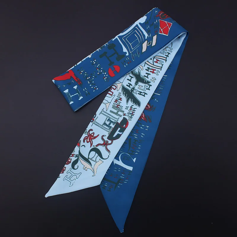 Дизайн Роскошный саржевый эмуляционный Шелковый маленький женский модный шарф мешок для волос ручка Украшение галстук многофункциональная ручная тесемка, шарф - Цвет: C03-13