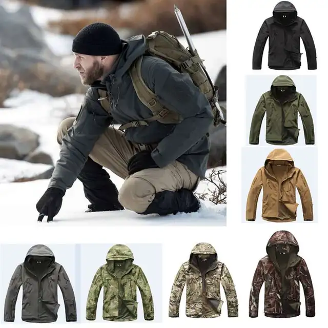 Military Tactical Suits Shark Skin Outdoor Hunting Camping Waterproof Windproof Camouflage 