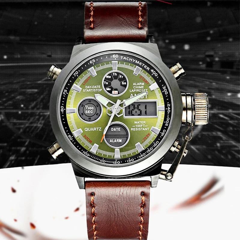 

Sport Watch Men Dual Time Analog Digital LED Electronic Force Military Watches 5ATM Waterproof Dive Clock Relogio Masculino 2019
