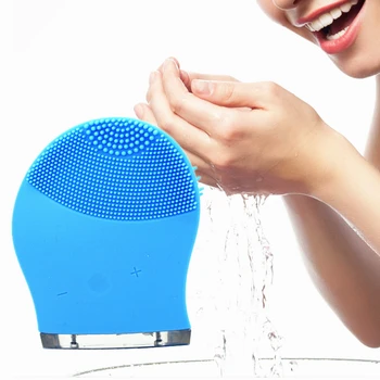 

Mini Electric Silicone Face Cleaner Brush Sonic Vibration Facial Cleansing Deep Pore Cleaning Remove Blackhead Massage Brush