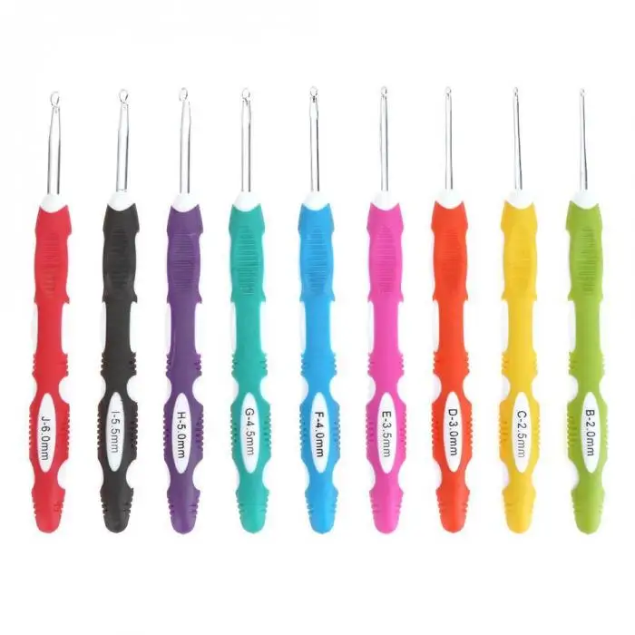 9Pcs/Set Multi Colour Crochet Hooks Yarn Knitting Needles Set Kit Tools KM88