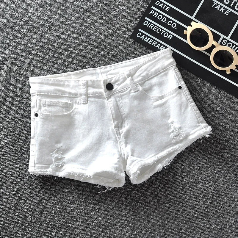 Jeans para as Mulheres Brancas de Verão Nova Chegada Magros Shorts Casual Meninas 2020 Buraco Sexy Cintura Baixa Jeans Sólida