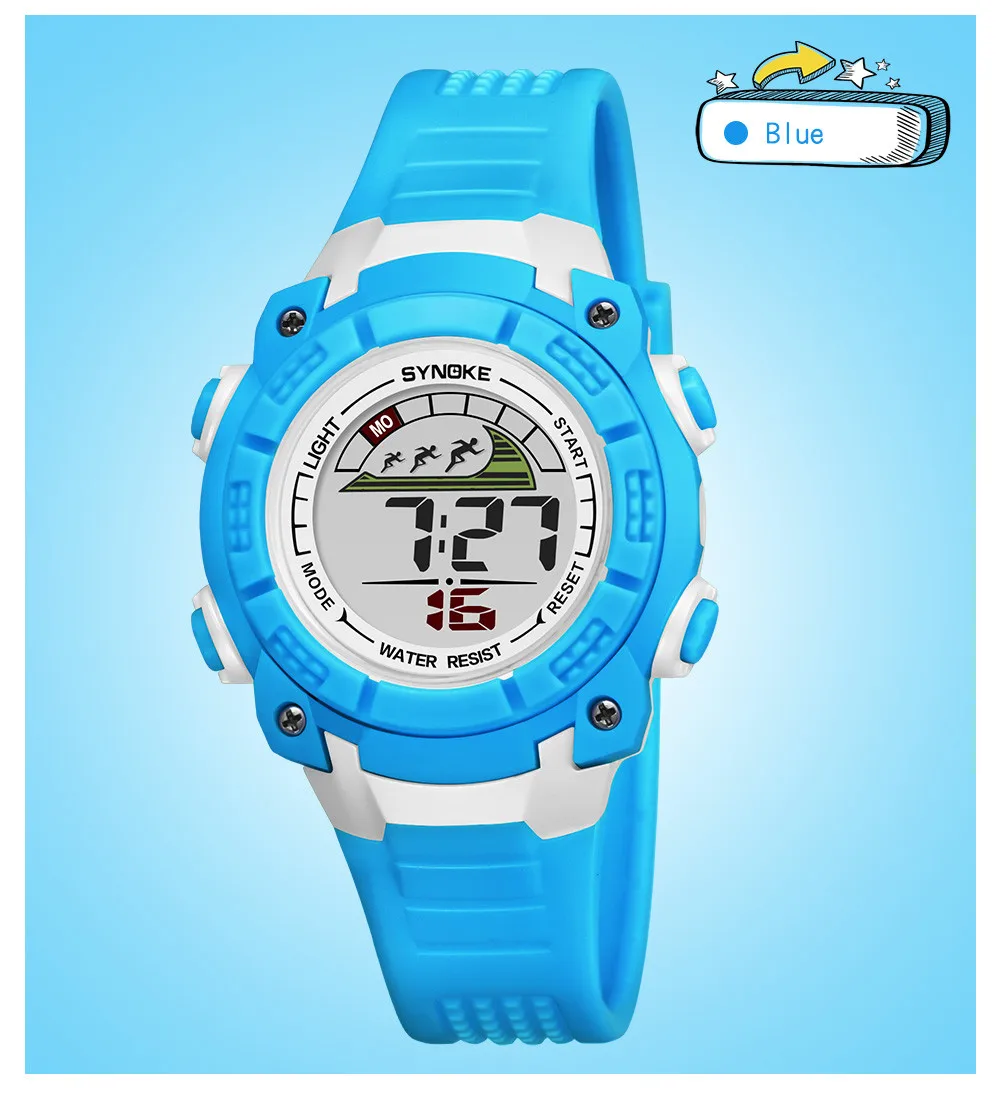

SYNOKE Fashion Brand Children Boys Girls Watch Multi-Function 50M Waterproof Clock Sport LED Digital Double Action Watches reloj