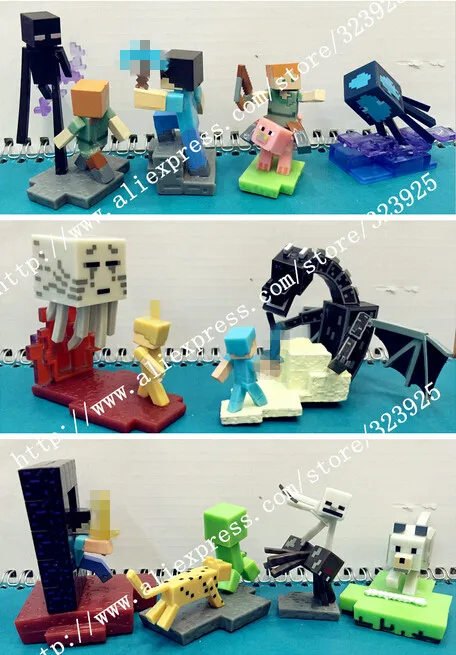 ᐂ10PCS/Set Minecraft Steve Alex √ Zombie Zombie Skeleton 