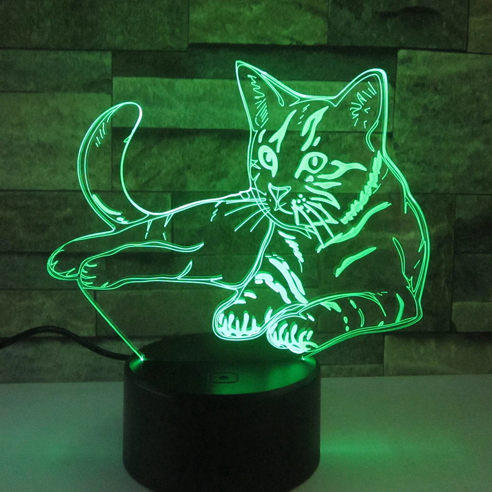 

Cat 3 d stereo and lamp LED colorful touch gradient Sitting room bedroom atmosphere lamp romantic gifts