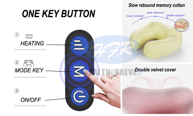 Многофункциональная перезаряжаемая u-образная музыкальная электрическая массажная подушка с подогревом для разминания шеи и плеч